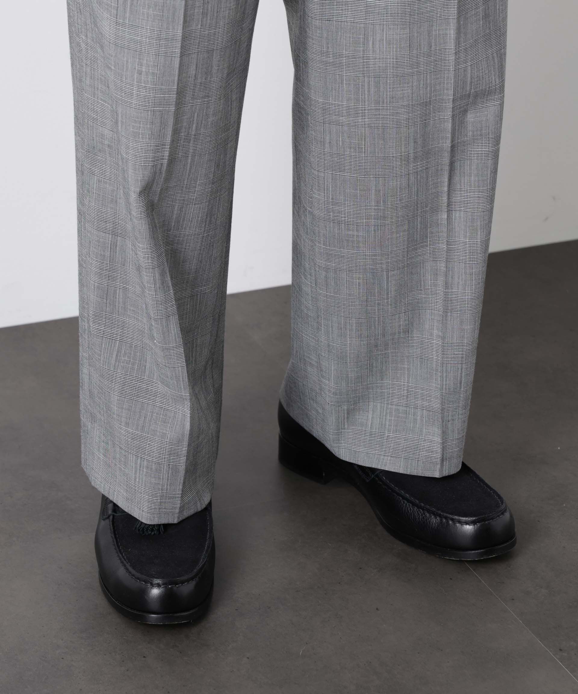 nano･universe「グレンチェックストレートパンツ（セットアップ可）」|チノ|