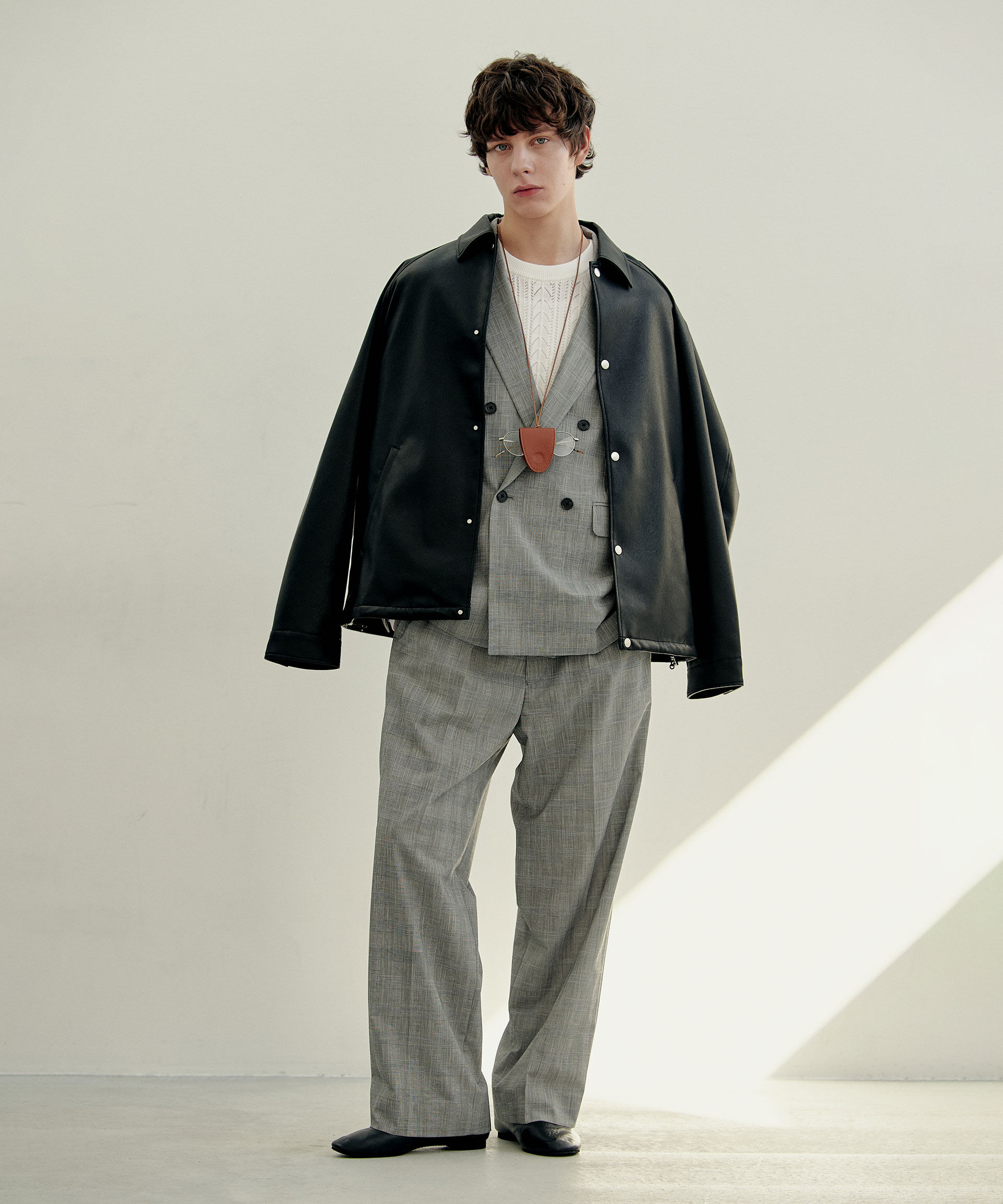 nano･universe「グレンチェックストレートパンツ（セットアップ可）」|チノ|