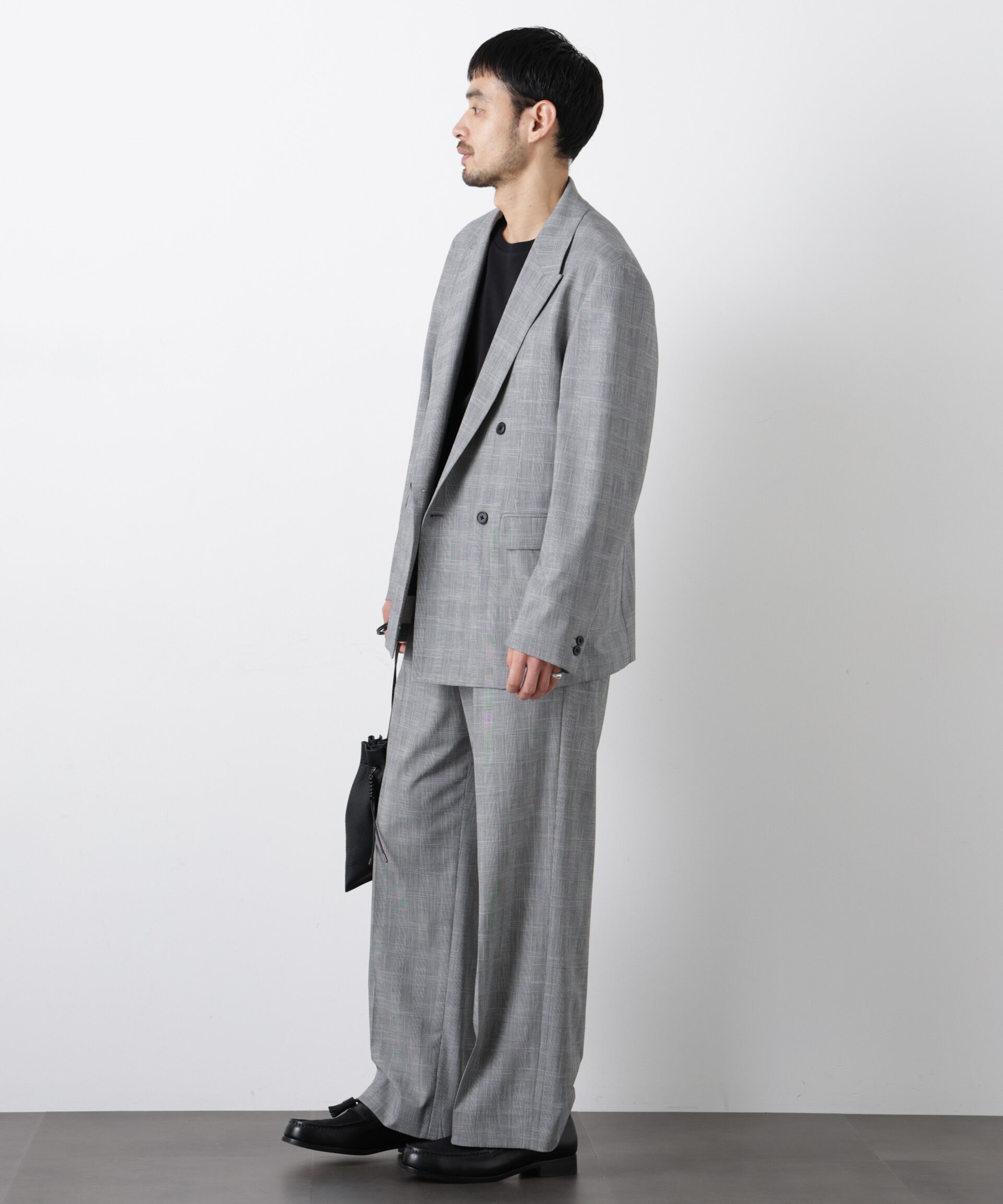 nano･universe「グレンチェックストレートパンツ（セットアップ可）」|チノ|