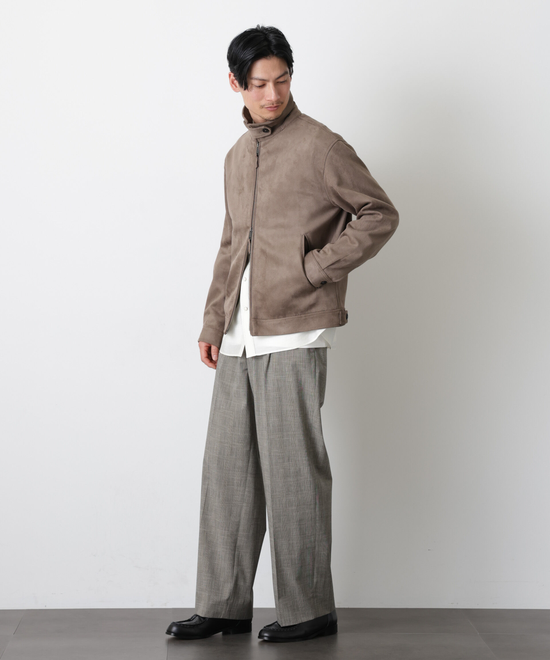 nano･universe「グレンチェックストレートパンツ（セットアップ可）」|チノ|