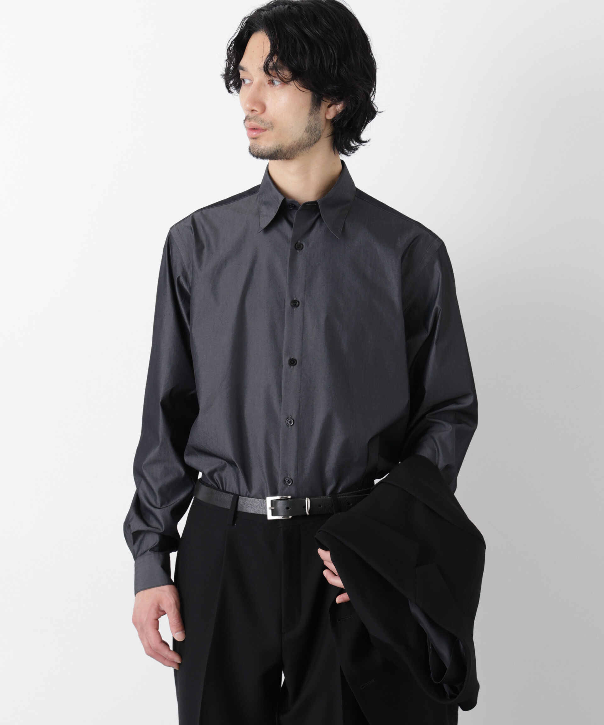 nano･universe「GIZAcotton mixフォーマルドレスシャツ」|シャツ・ブラウス|ネイビー