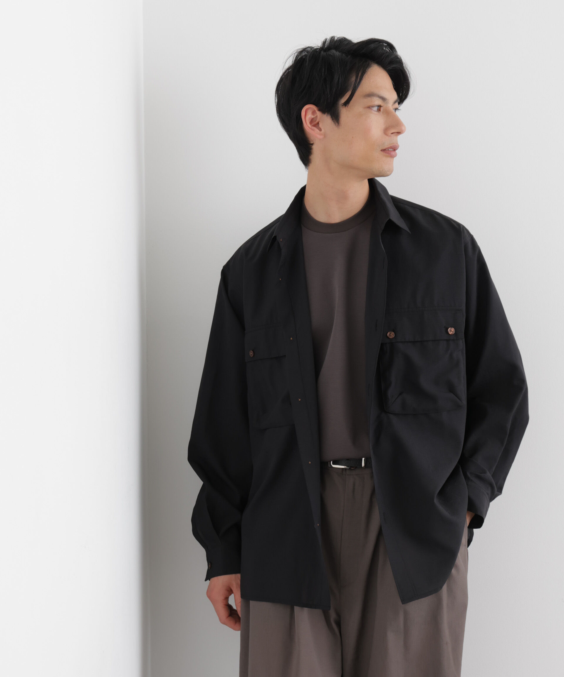 nano･universe「ﾃｸﾆｶﾙﾘﾈﾝﾗｲｸWﾎﾟｹｯﾄｼｬﾂｼﾞｬｹｯﾄ/吸水速乾･接触  」|シャツ・ブラウス|