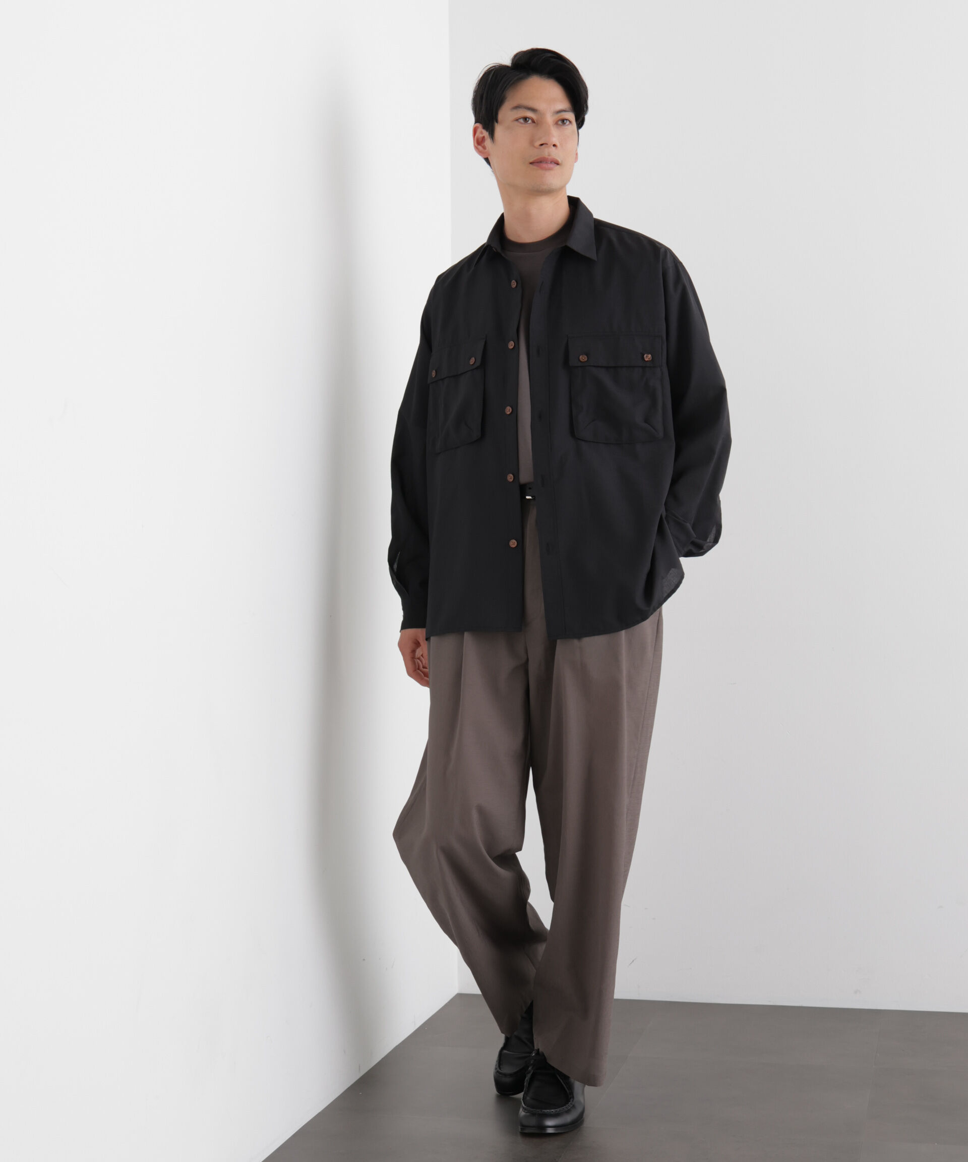 nano･universe「ﾃｸﾆｶﾙﾘﾈﾝﾗｲｸWﾎﾟｹｯﾄｼｬﾂｼﾞｬｹｯﾄ/吸水速乾･接触  」|シャツ・ブラウス|