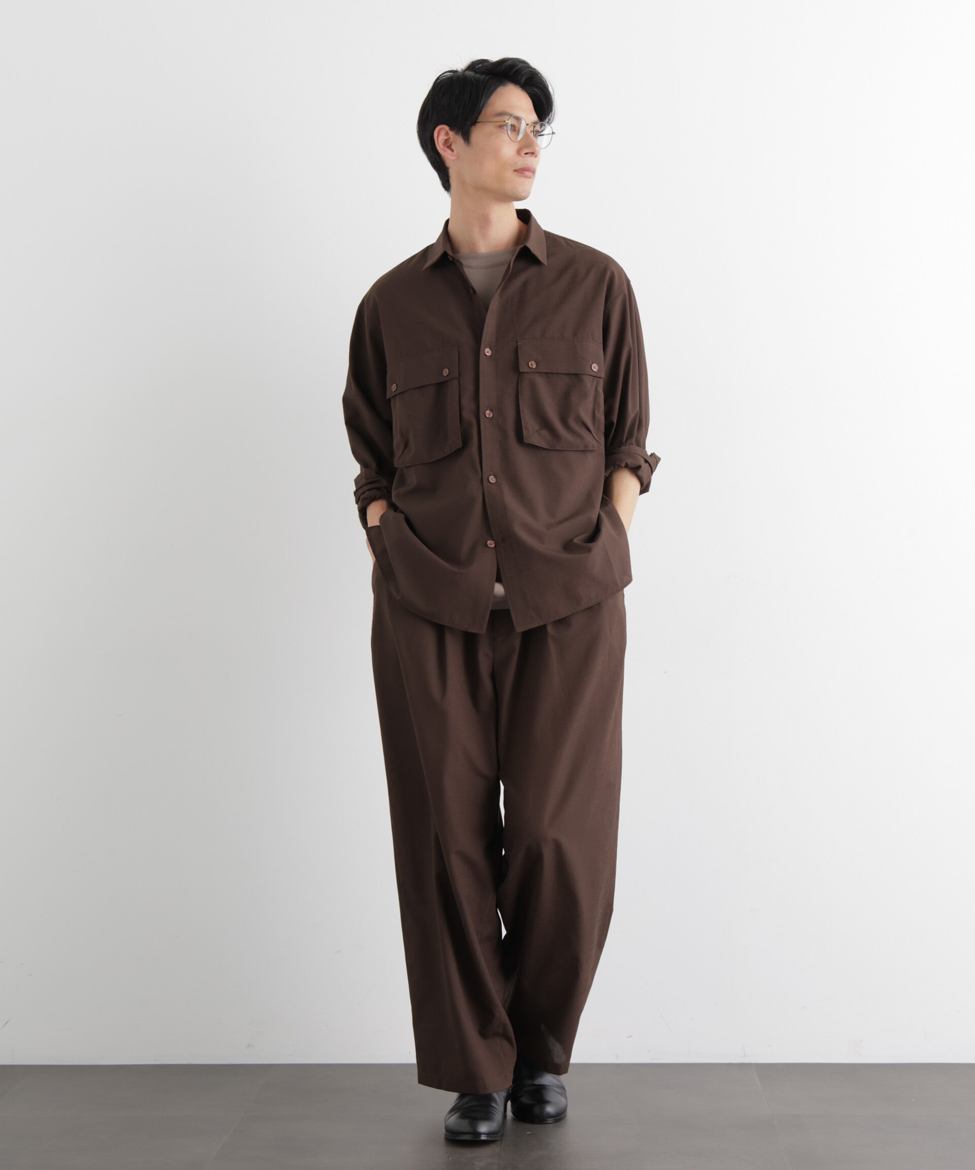 nano･universe「ﾃｸﾆｶﾙﾘﾈﾝﾗｲｸWﾎﾟｹｯﾄｼｬﾂｼﾞｬｹｯﾄ/吸水速乾･接触  」|シャツ・ブラウス|