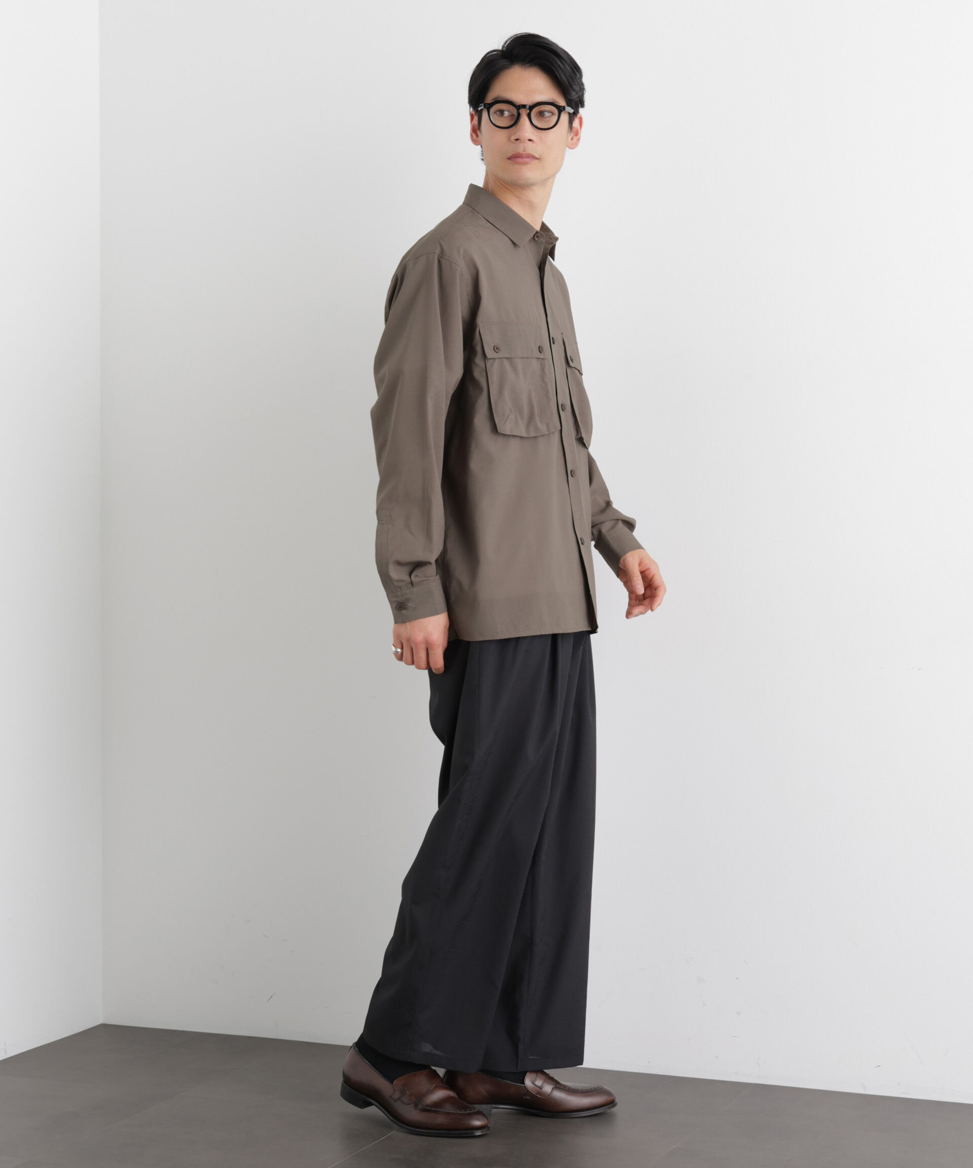 nano･universe「ﾃｸﾆｶﾙﾘﾈﾝﾗｲｸWﾎﾟｹｯﾄｼｬﾂｼﾞｬｹｯﾄ/吸水速乾･接触  」|シャツ・ブラウス|