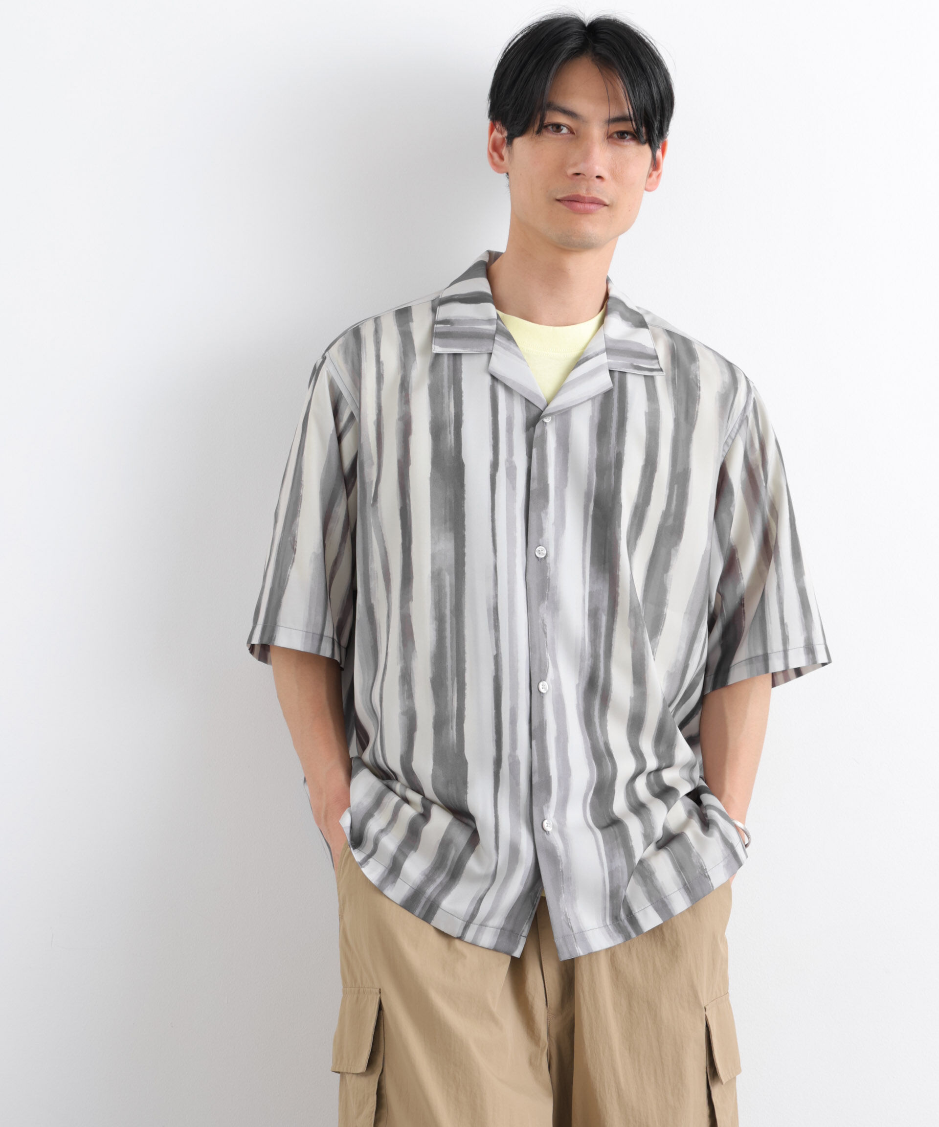 nano･universe「デザインストライプシャツ 半袖」|シャツ・ブラウス|