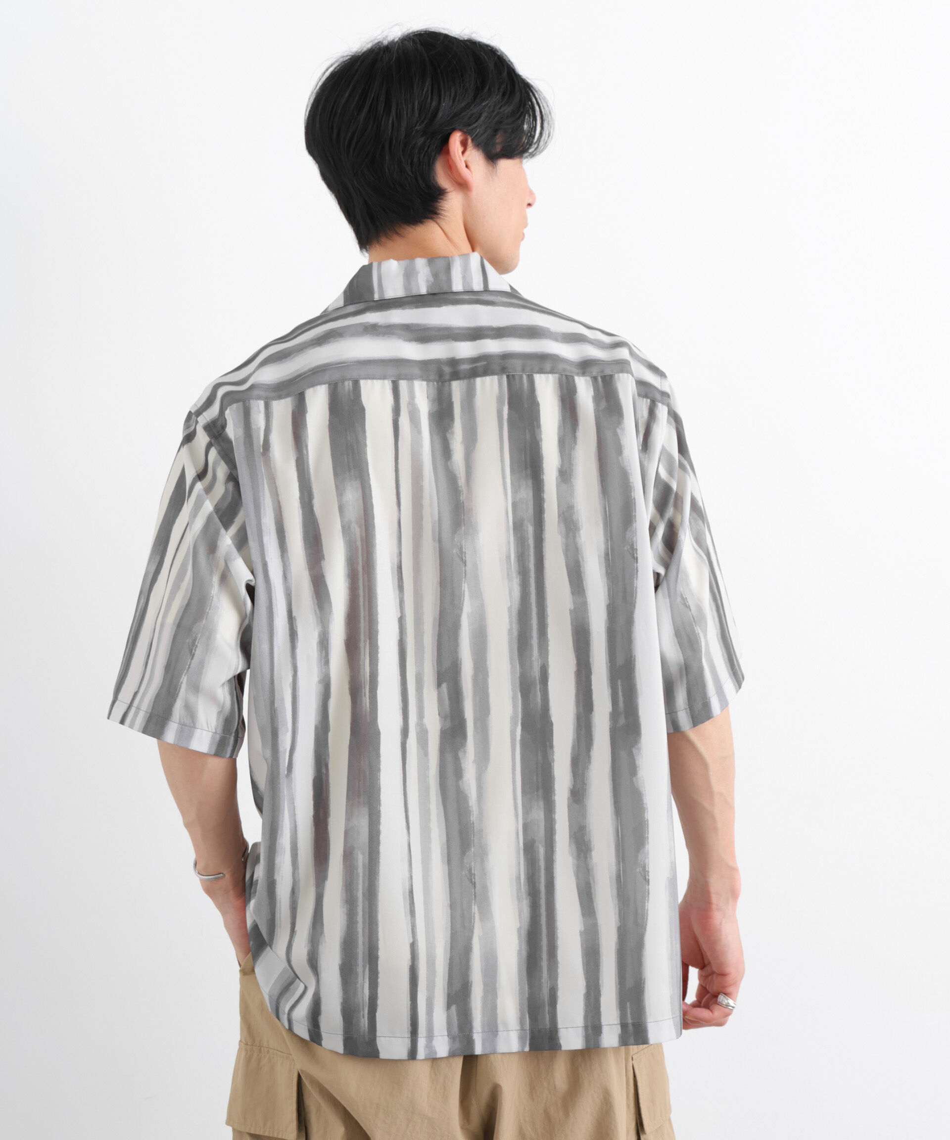 nano･universe「デザインストライプシャツ 半袖」|シャツ・ブラウス|