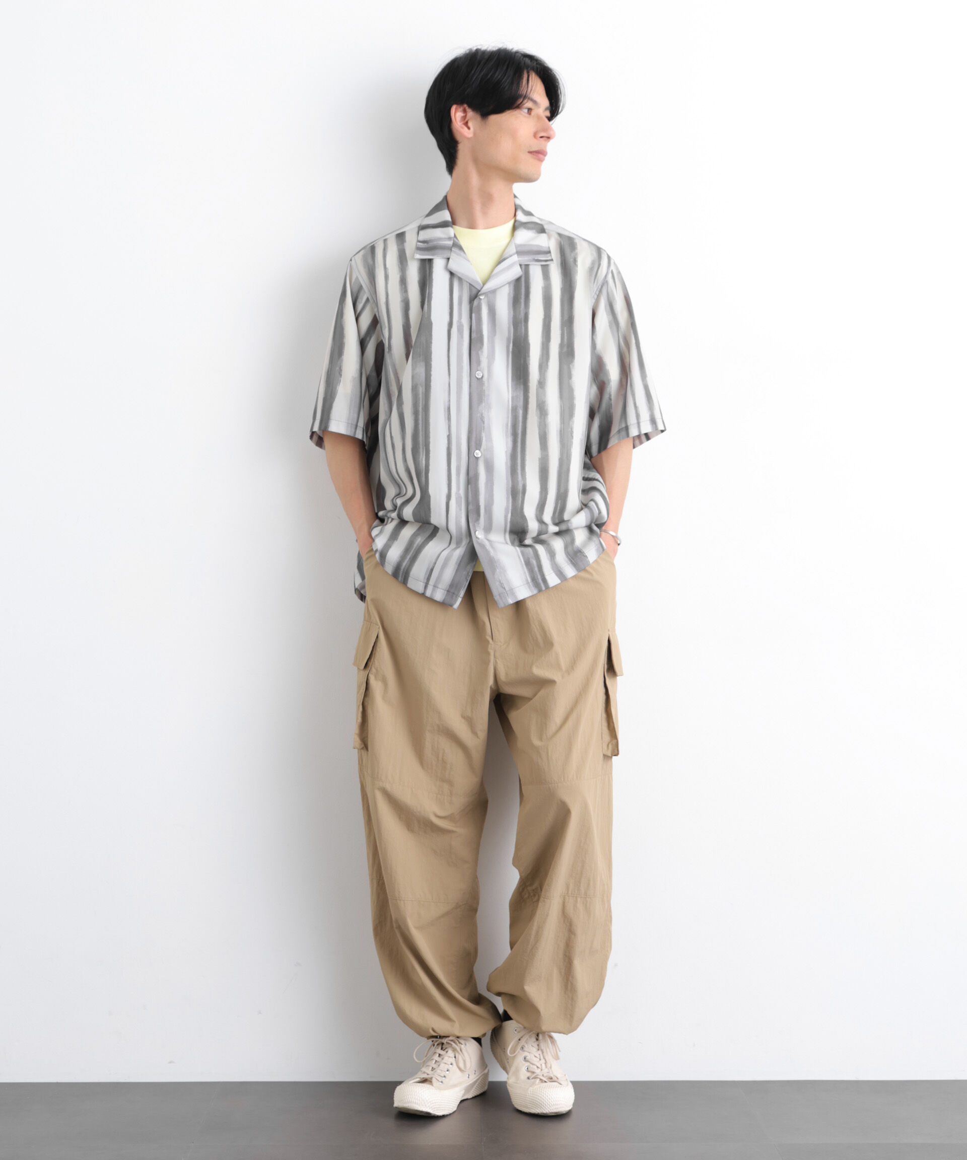 nano･universe「デザインストライプシャツ 半袖」|シャツ・ブラウス|