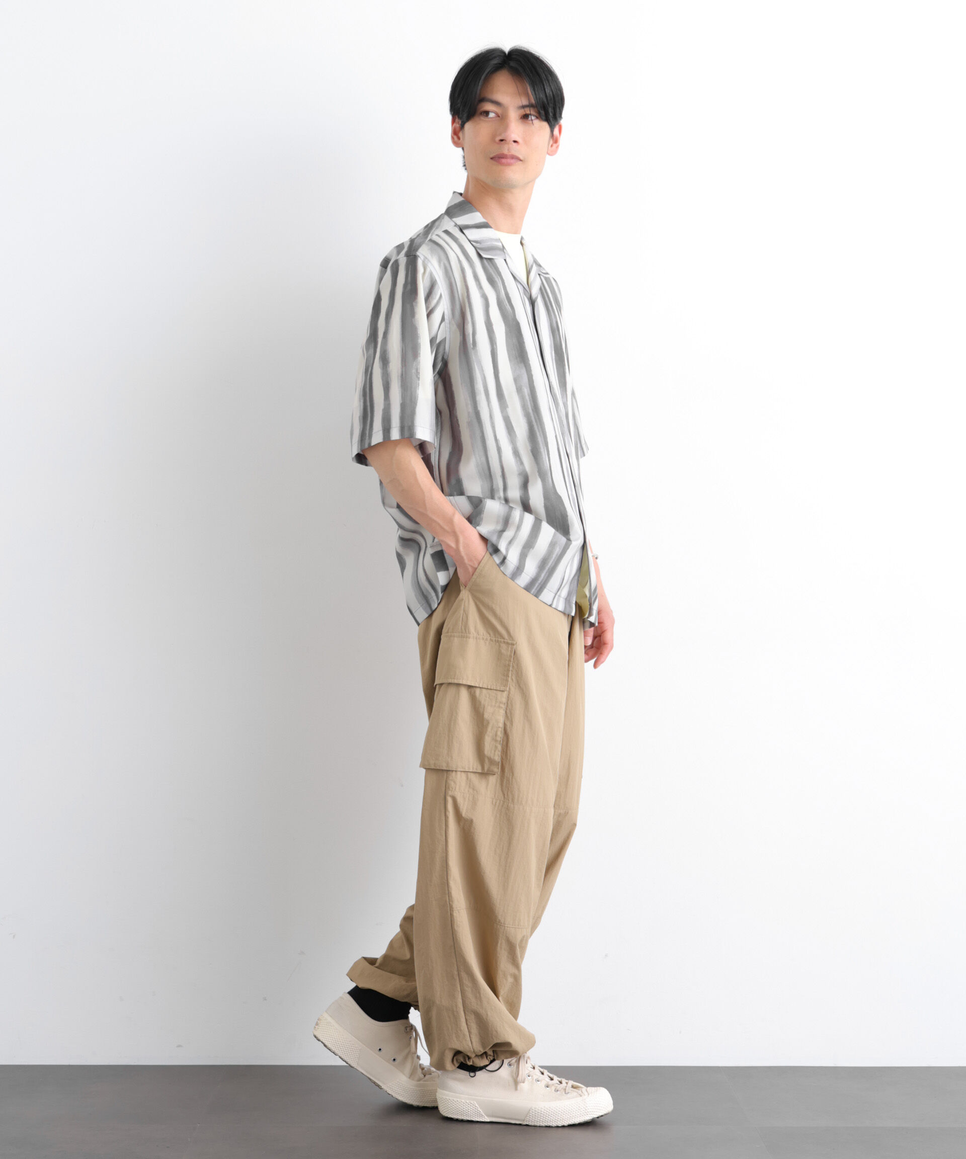 nano･universe「デザインストライプシャツ 半袖」|シャツ・ブラウス|