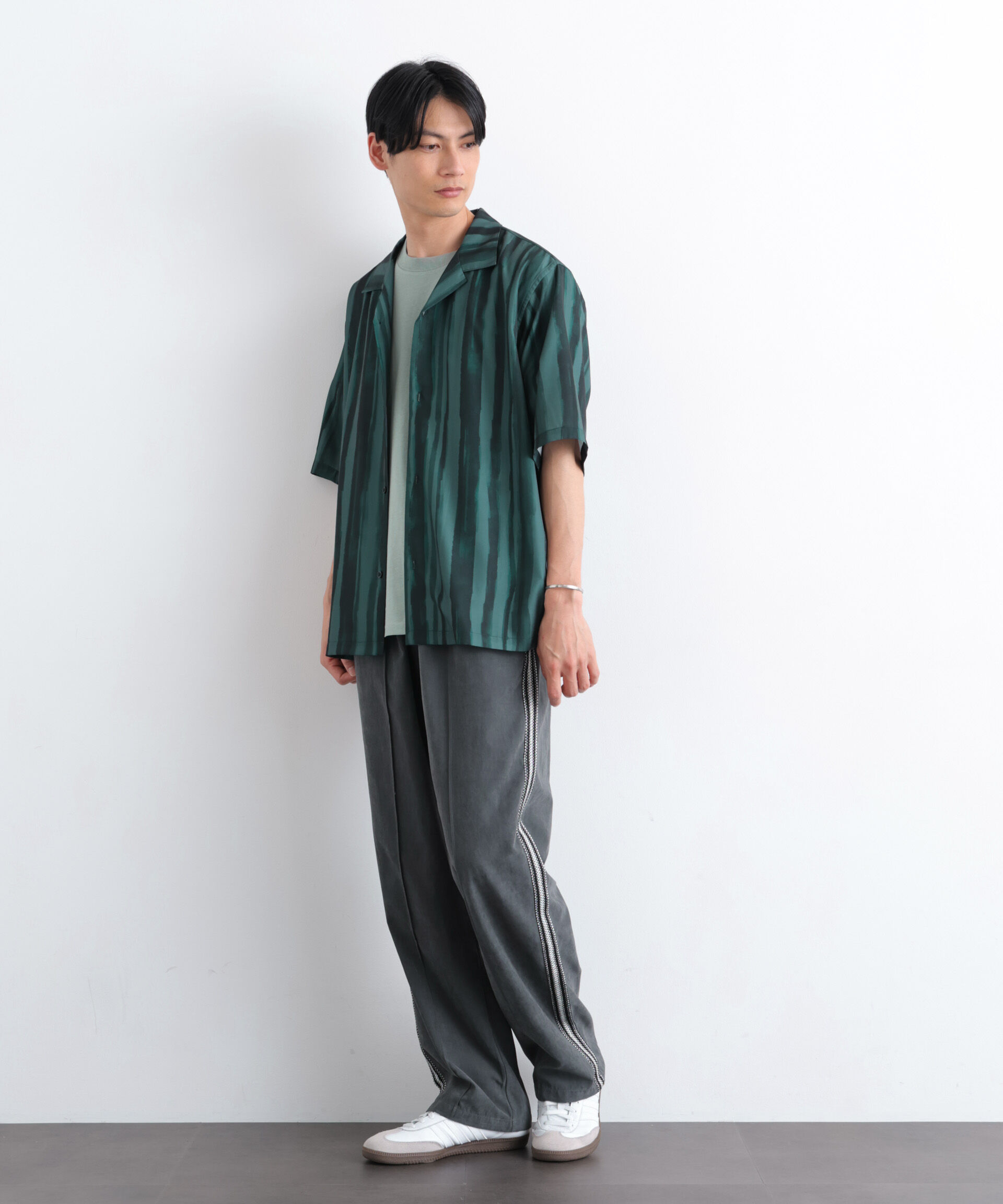 nano･universe「デザインストライプシャツ 半袖」|シャツ・ブラウス|