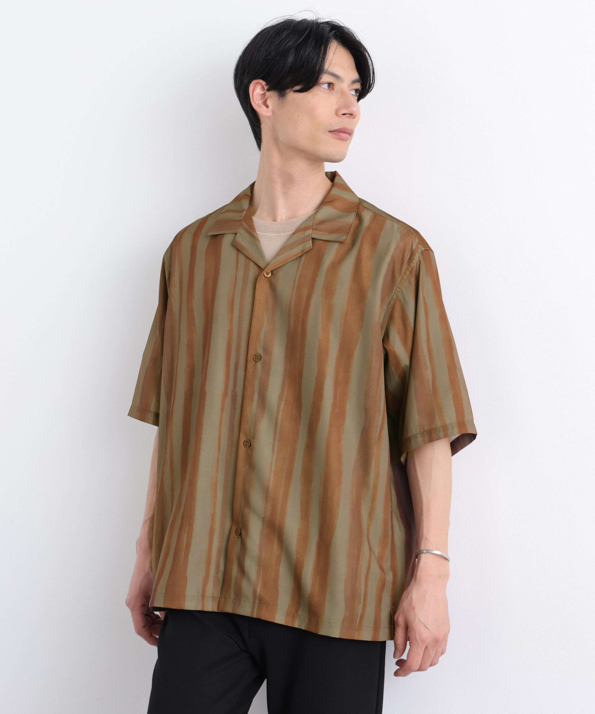 nano･universe「デザインストライプシャツ 半袖」|シャツ・ブラウス|パターン32