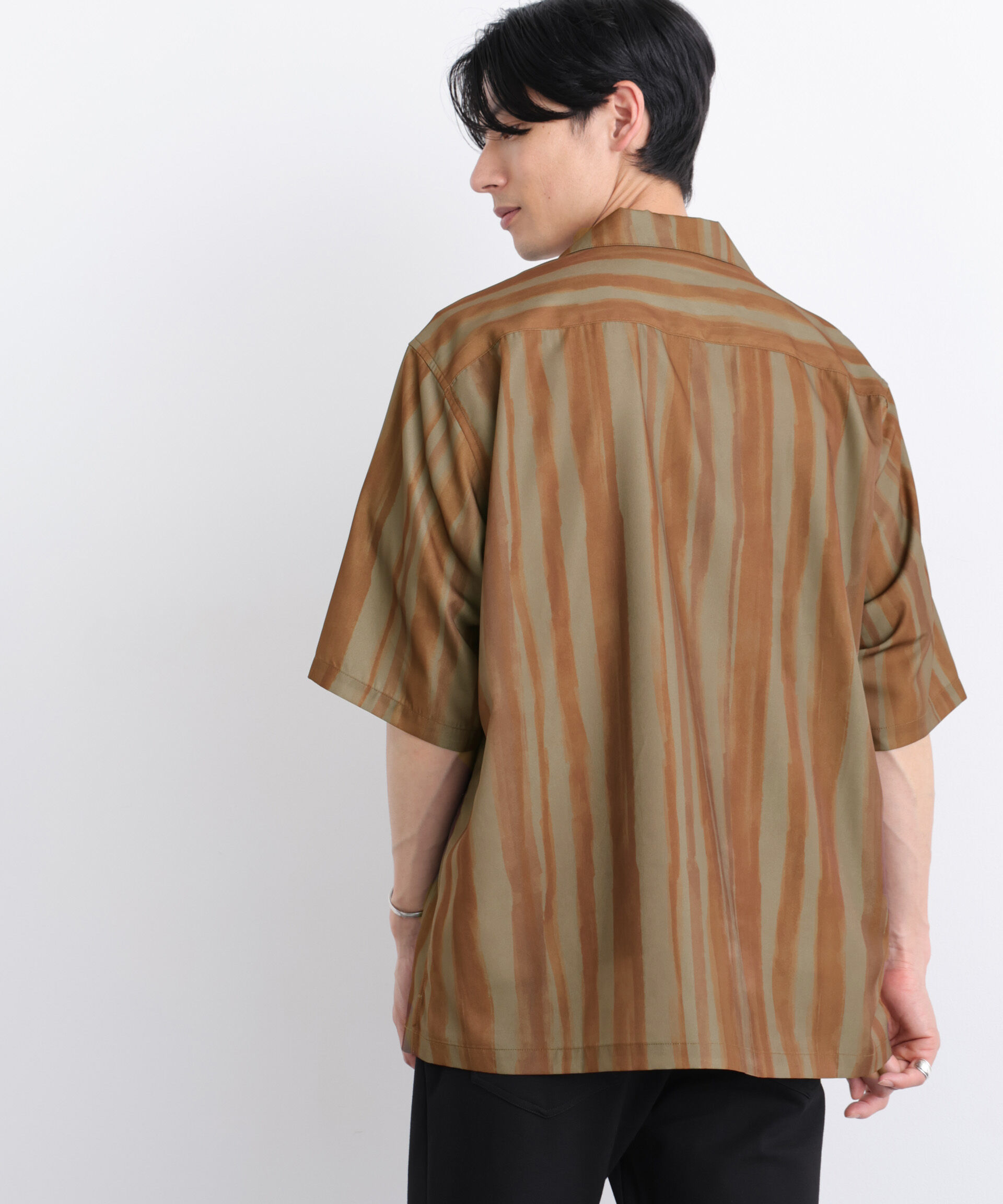 nano･universe「デザインストライプシャツ 半袖」|シャツ・ブラウス|