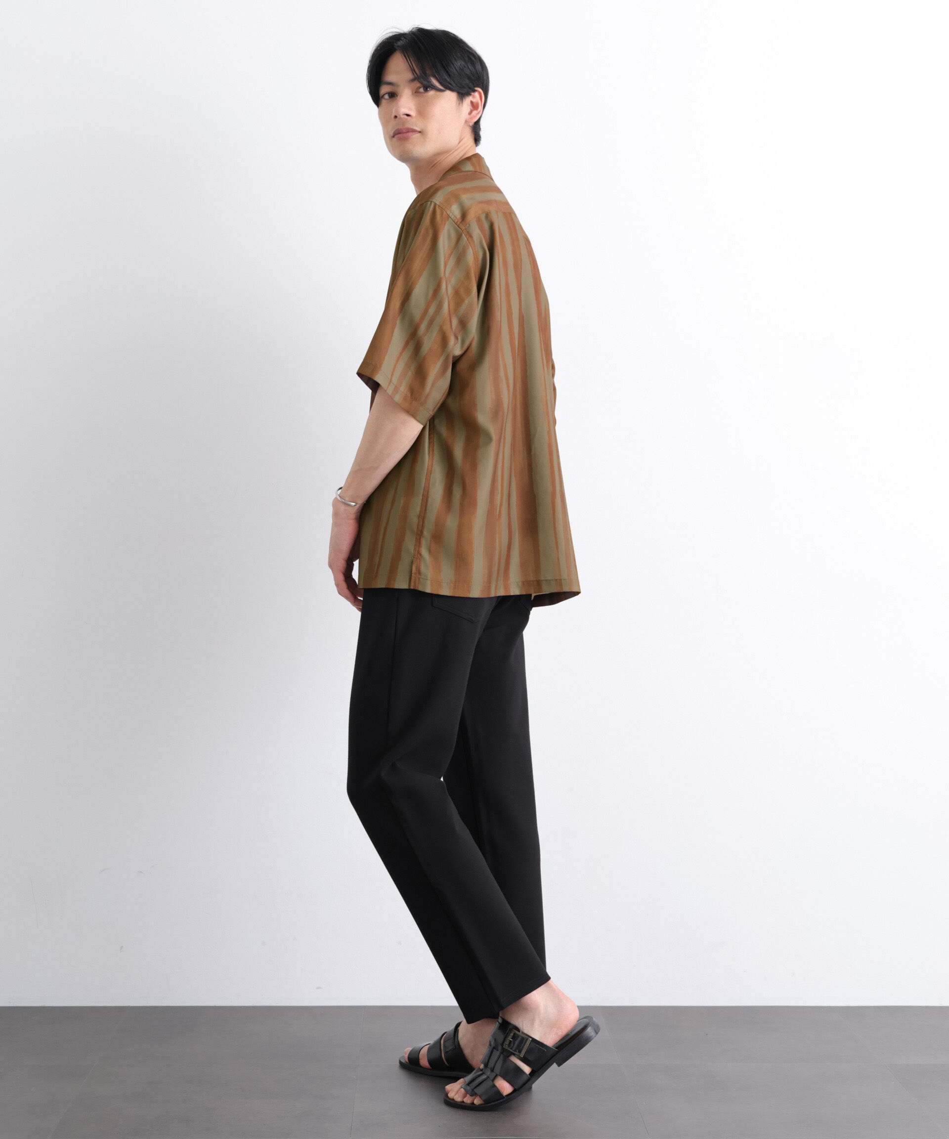 nano･universe「デザインストライプシャツ 半袖」|シャツ・ブラウス|