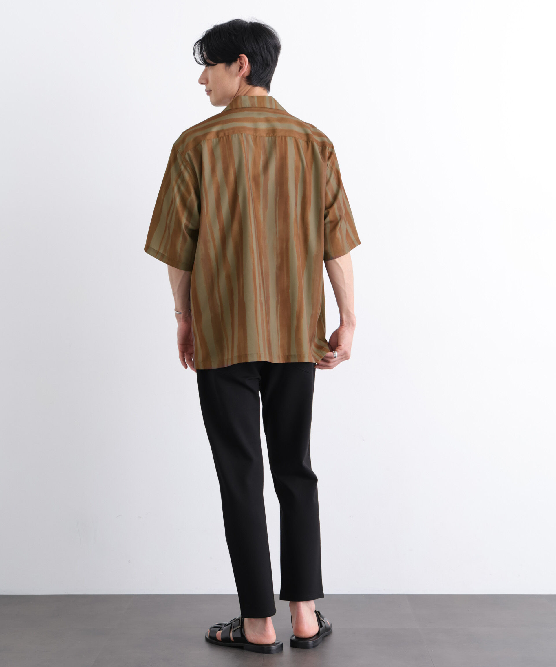 nano･universe「デザインストライプシャツ 半袖」|シャツ・ブラウス|