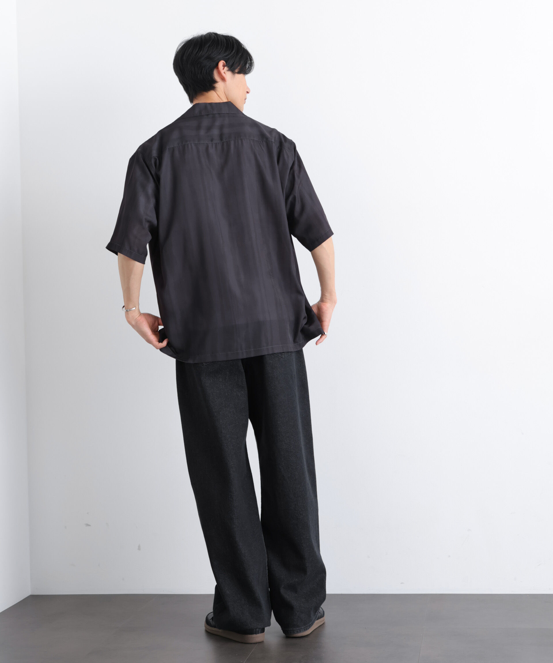 nano･universe「デザインストライプシャツ 半袖」|シャツ・ブラウス|