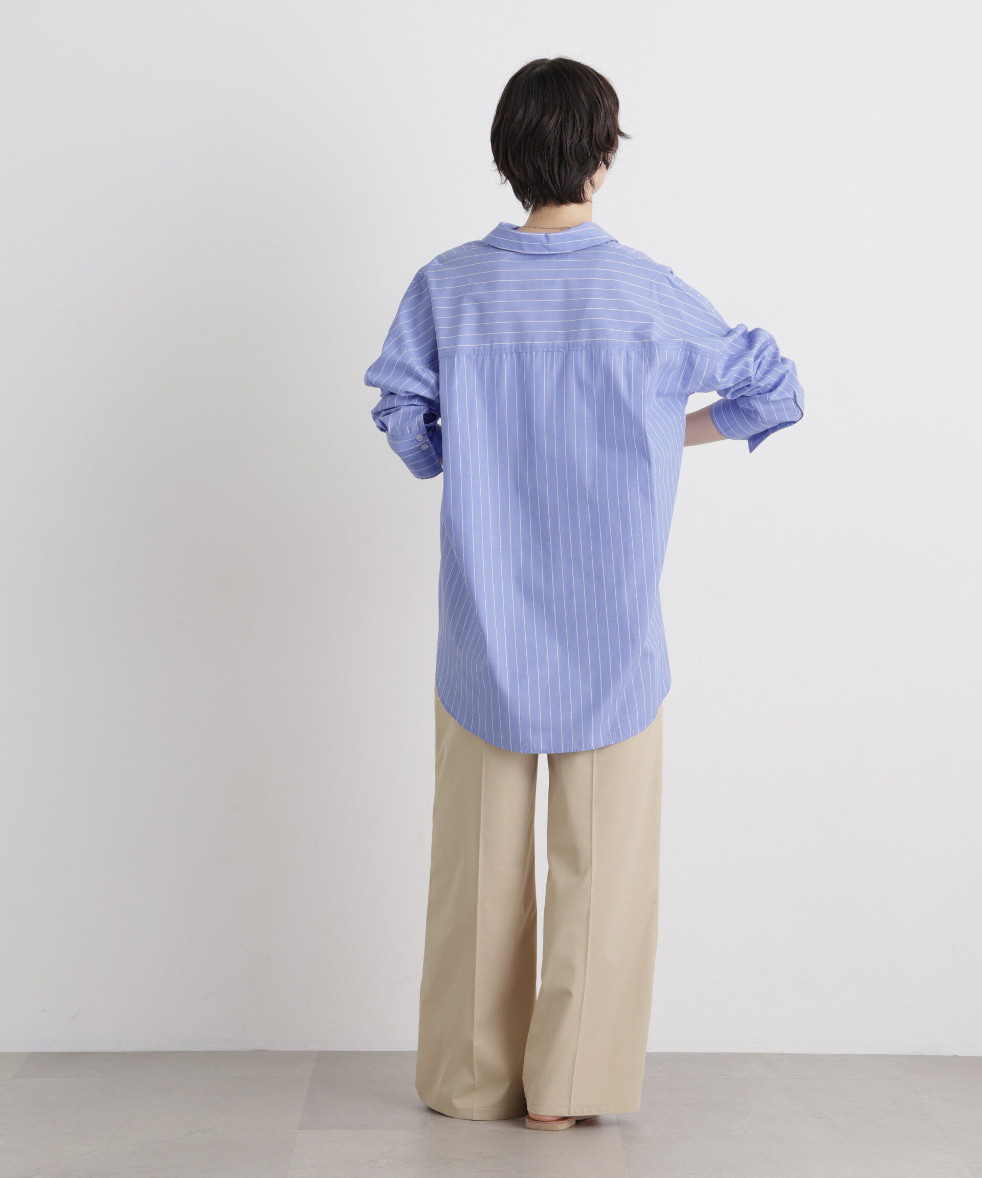 nano･universe「エバークリース加工タックワイドセンタープレスパンツ」|チノ|