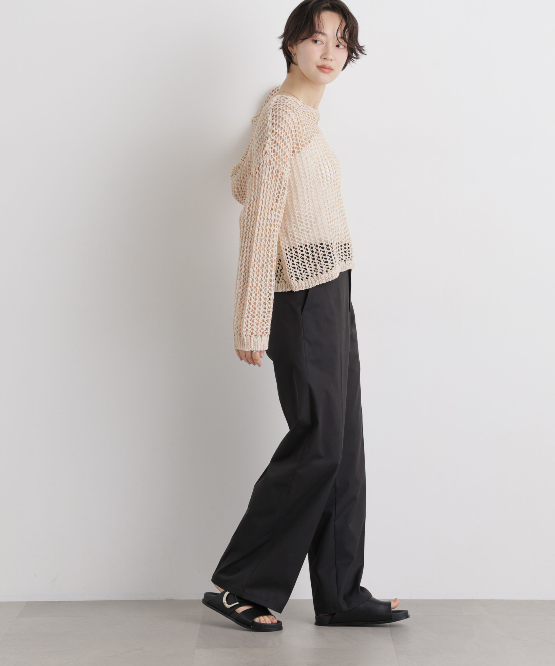 nano･universe「エバークリース加工ストレートセンタープレスパンツ」|チノ|