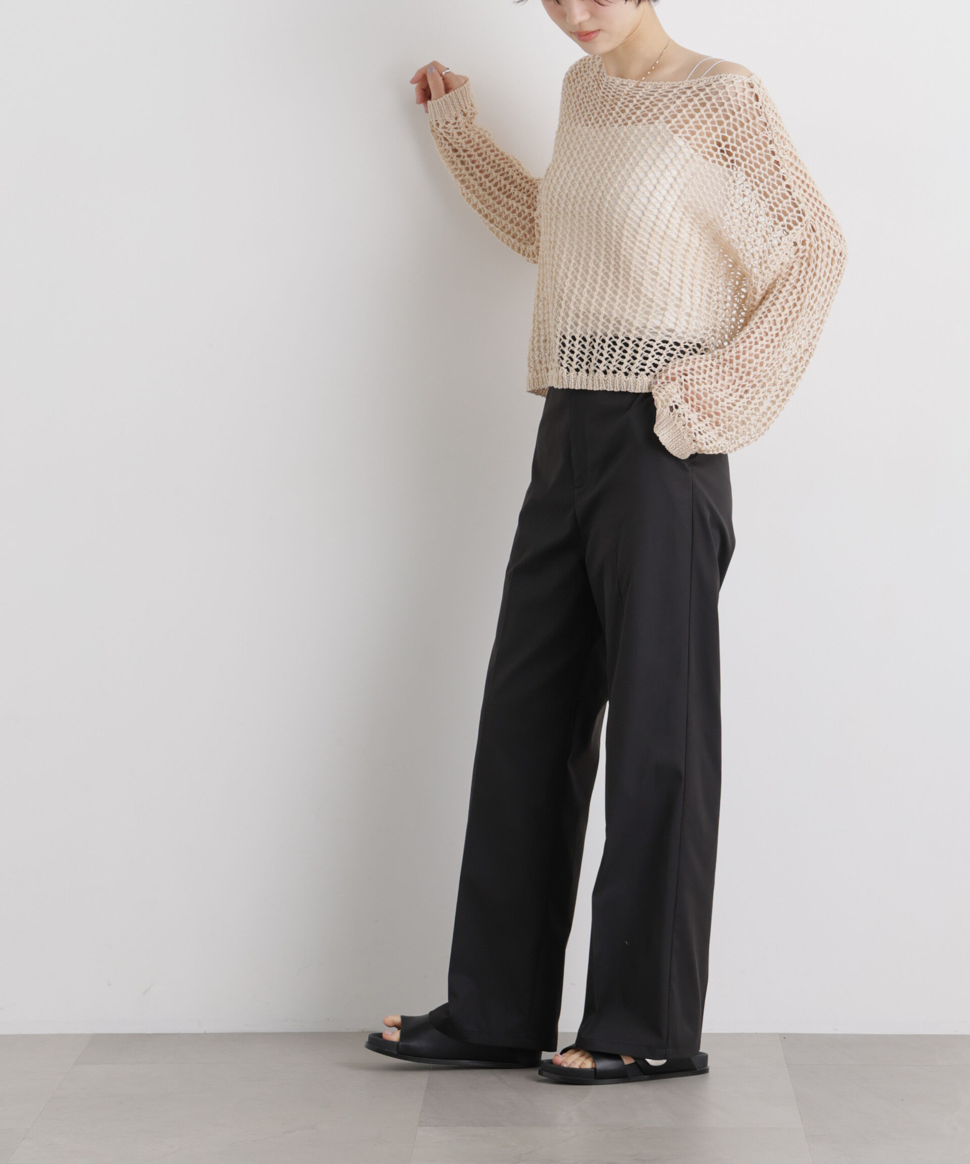 nano･universe「エバークリース加工ストレートセンタープレスパンツ」|チノ|