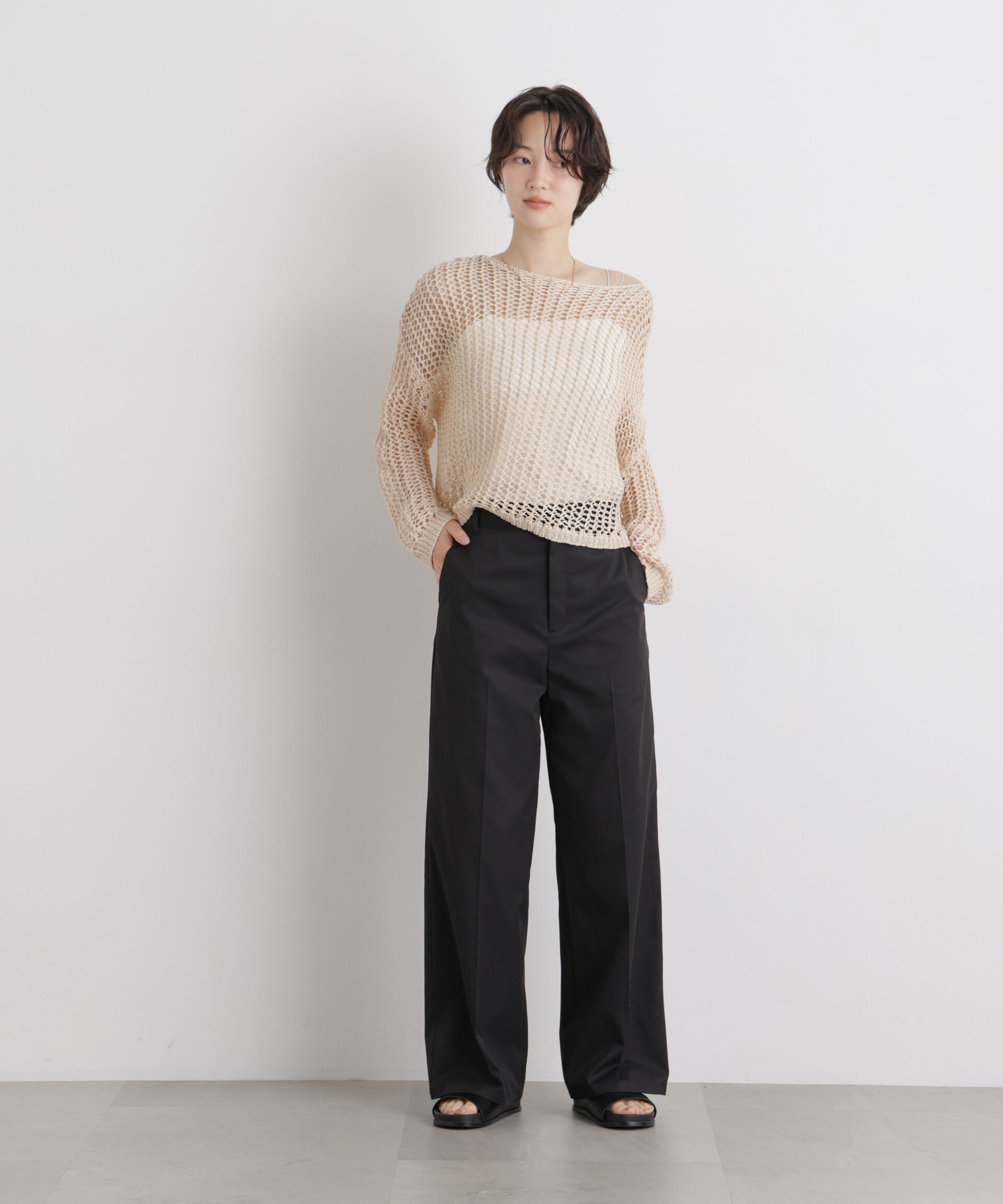 nano･universe「エバークリース加工ストレートセンタープレスパンツ」|チノ|