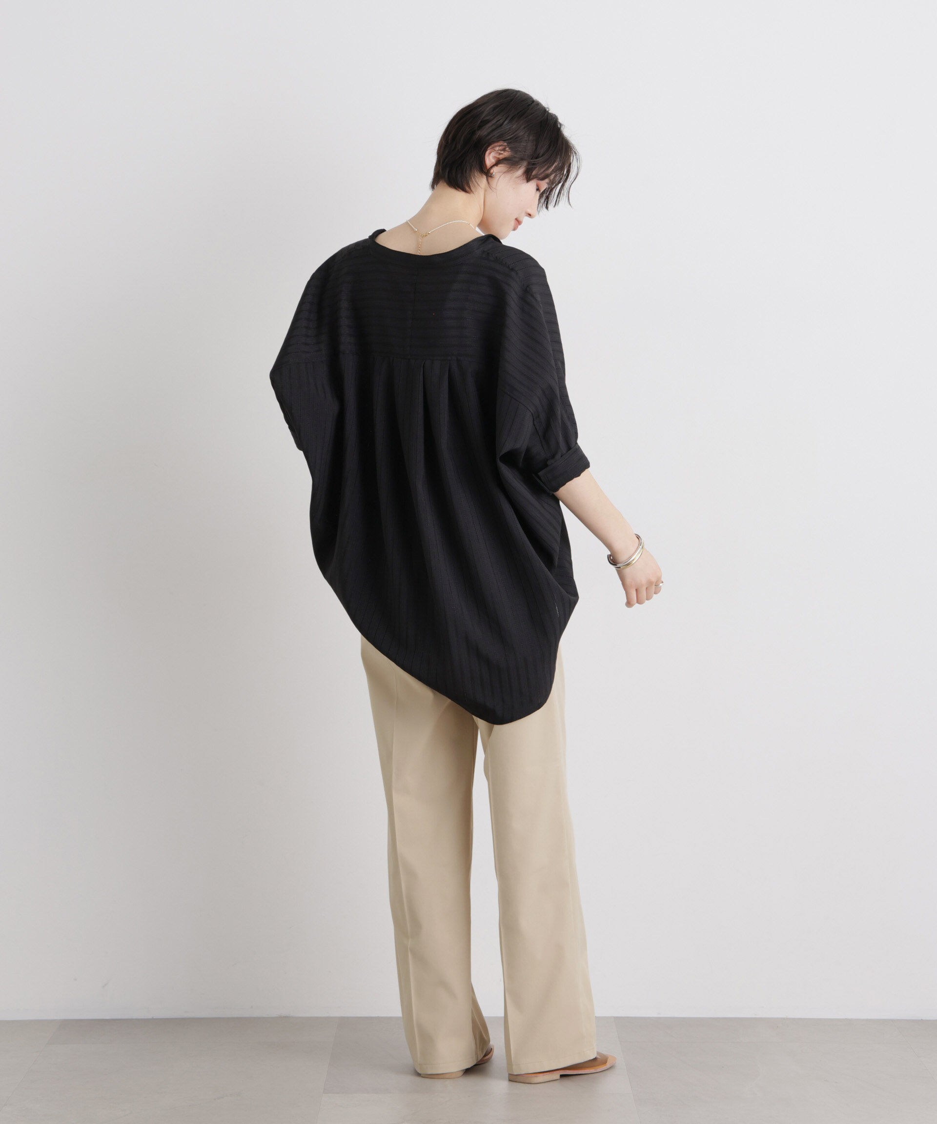 nano･universe「エバークリース加工ストレートセンタープレスパンツ」|チノ|