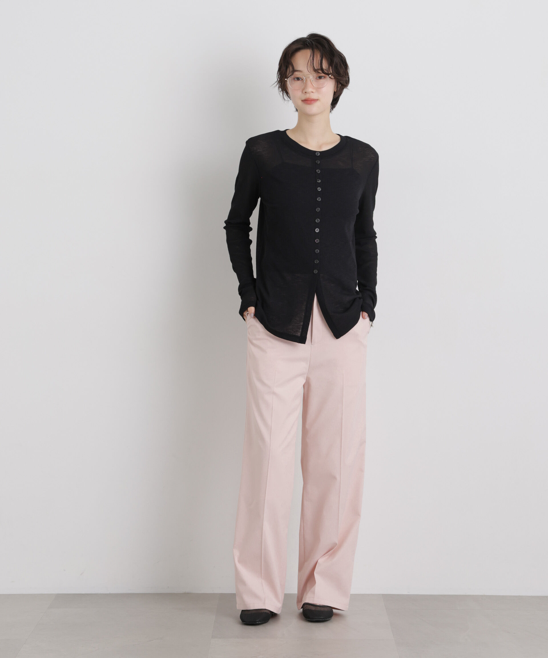 nano･universe「エバークリース加工ストレートセンタープレスパンツ」|チノ|