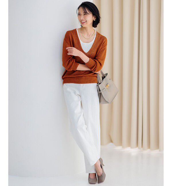 23区「【CLASSY.6月号掲載/洗える】ピュアリネンバルキー Vネックニット」|ニット・セーター|