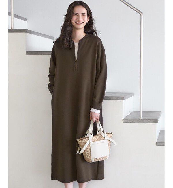23区「【SLOW/一部店舗限定】ハイゲージテリー ハーフジップ ワンピース」|ワンピース|ﾀﾞｰｸﾌﾞ