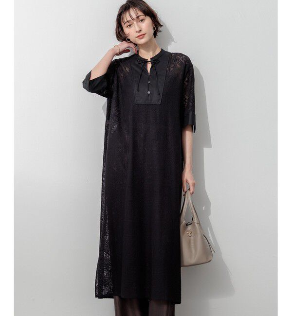 23区「【SLOW/一部店舗限定】モチーフレース ワンピース」|ワンピース|ブラック