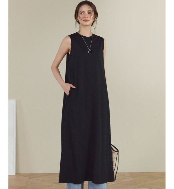 23区「【SLOW/一部店舗限定】ファンクショナル ノースリーブ ワンピース」|ワンピース|ブラック