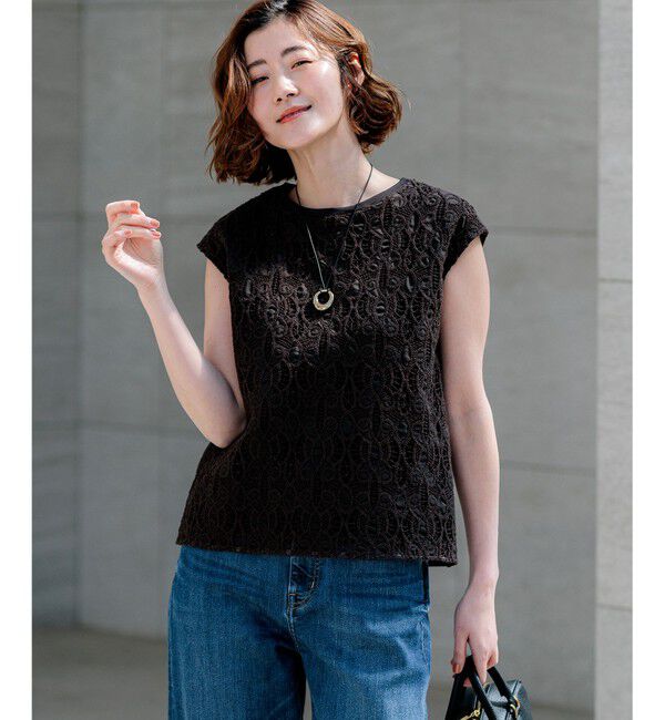 23区「コードエンブロイダリージャージー フレンチスリーブ カットソー」|Tシャツ・カットソー|ﾀﾞｰｸﾌﾞ