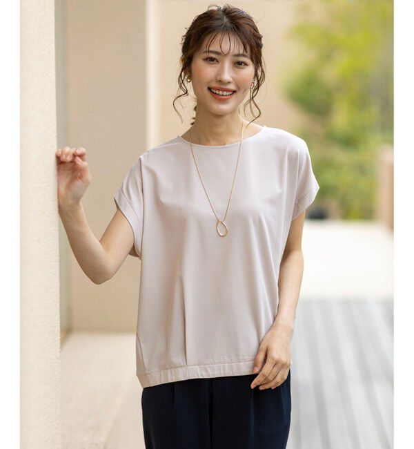 ANY SIS「【接触冷感・UVカット・洗える】ハイストレッチスムースフレンチスリーブ カットソー」|Tシャツ・カットソー|