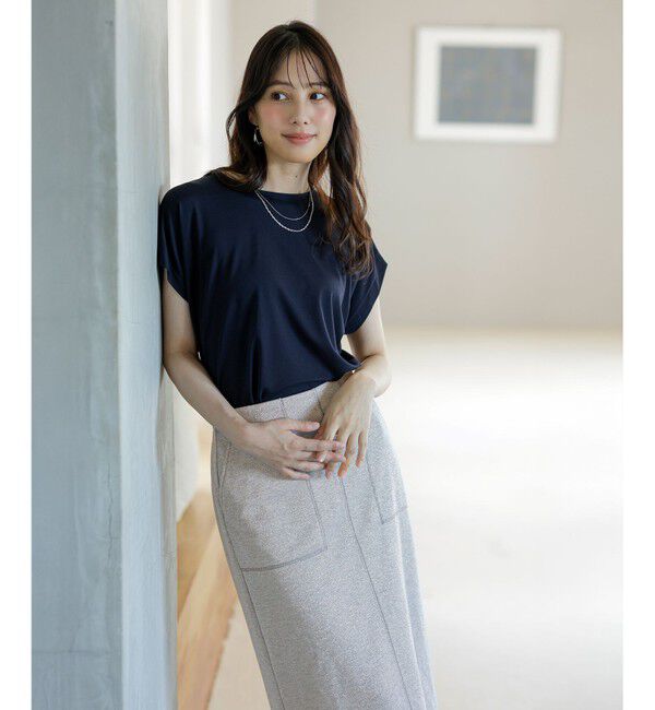 ANY SIS「【接触冷感・UVカット・洗える】ハイストレッチスムースフレンチスリーブ カットソー」|Tシャツ・カットソー|