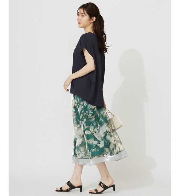 ANY SIS「【接触冷感・UVカット・洗える】ハイストレッチスムースフレンチスリーブ カットソー」|Tシャツ・カットソー|