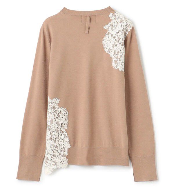 BEIGE,「【ご好評により新色追加！洗える】WILLOW / アシンメトリーレースクルーネックニット」|ニット・セーター|