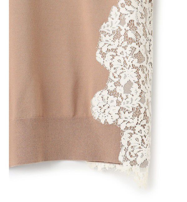 BEIGE,「【ご好評により新色追加！洗える】WILLOW / アシンメトリーレースクルーネックニット」|ニット・セーター|