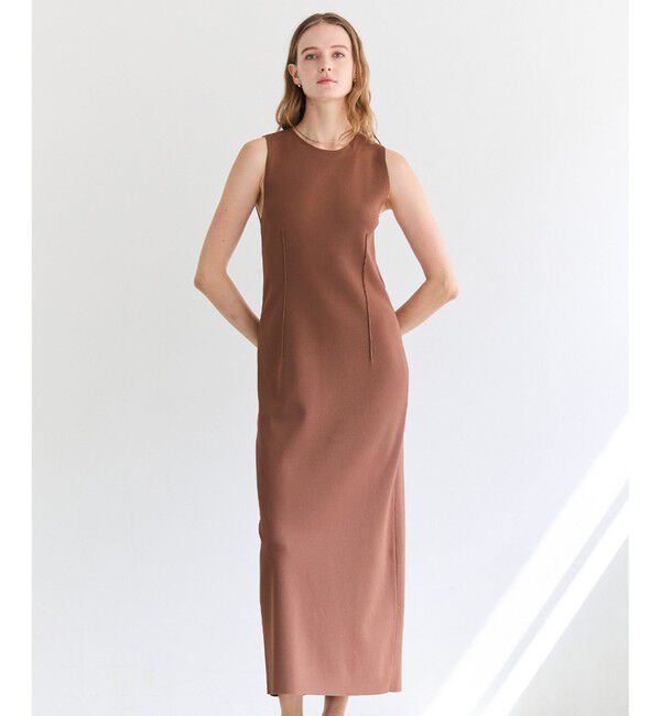 BEIGE,「【Oggi掲載】LABRADO / ダーツニット ロングワンピース」|ワンピース|Brown