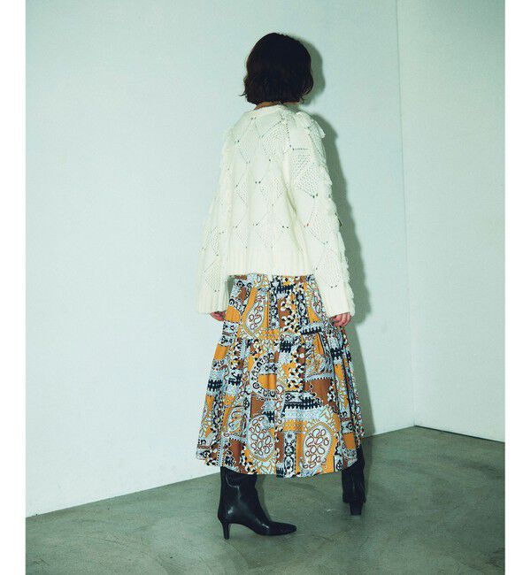 GRACE CONTINENTAL「フリンジショートニットカーディガン」|カーディガン|