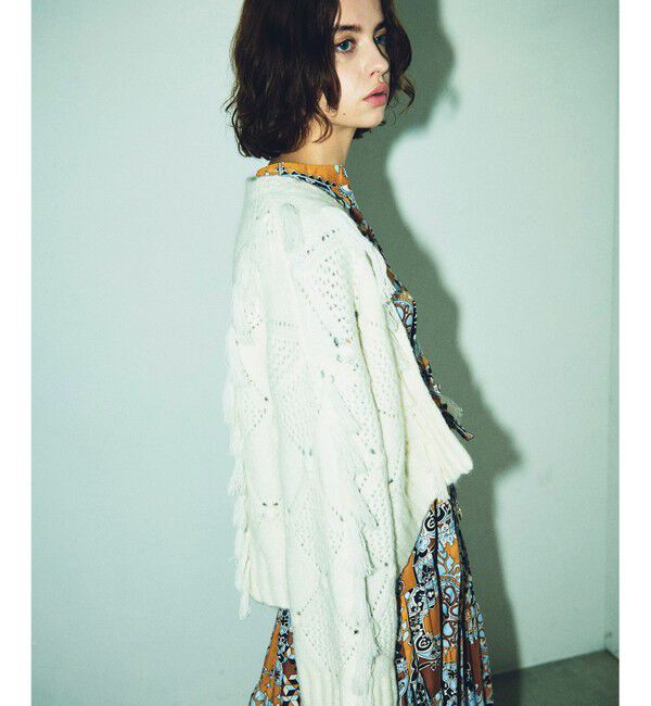 GRACE CONTINENTAL「フリンジショートニットカーディガン」|カーディガン|