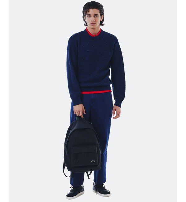 ローゲージ バスケット編み ニットクルーネックセーター（LACOSTE