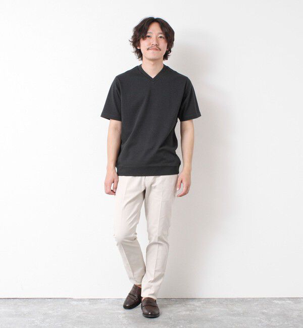 NOLLEY'S goodman「《ビジカジ対応》セミシルケットスムース ボーダー Vネック ドレスTシャツ 25SS」|Tシャツ・カットソー|