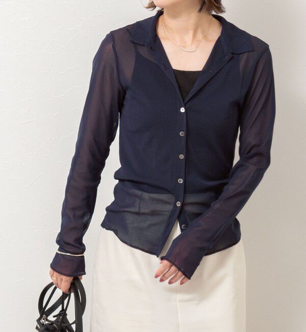 NOLLEY'S「チュール衿付きカットカーディガン」|カーディガン|