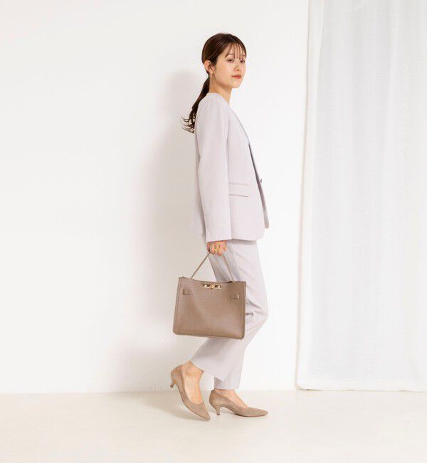 NOLLEY'S「《セットアップ対応》ウォッシャブルサージストレッチVネックジャケット」|ノーカラージャケット|