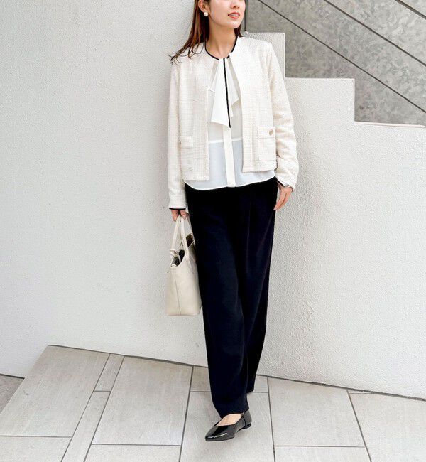 NOLLEY'S「ウォッシャブルツィーディージャージジャケット」|ノーカラージャケット|