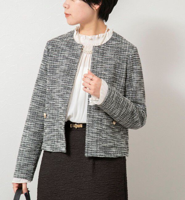 NOLLEY'S「ウォッシャブルツィーディージャージジャケット」|ノーカラージャケット|