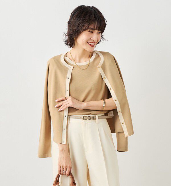 NOLLEY'S sophi「《アンサンブル対応》 《手洗い可能》マルチファンクションクルーネックカーディガン」|カーディガン|