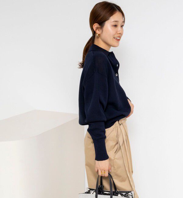 NOLLEY'S「《手洗い可能》ギマコットンポロ襟プルオーバー」|ニット・セーター|