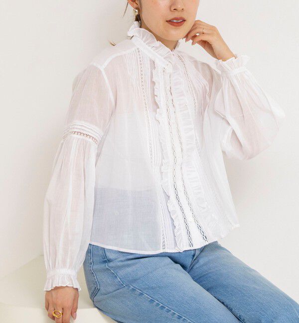 NOLLEY'S sophi「【MARILYN MOON】sheer starched cotton lace frilled ブラウス」|シャツ・ブラウス|オフホワイト