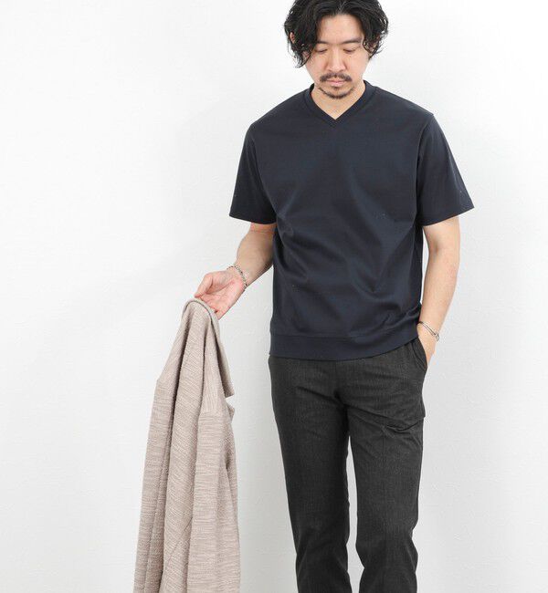 NOLLEY'S goodman「《ビジカジ対応》シルケットスムース VネックドレスTシャツ 26SS」|Tシャツ・カットソー|