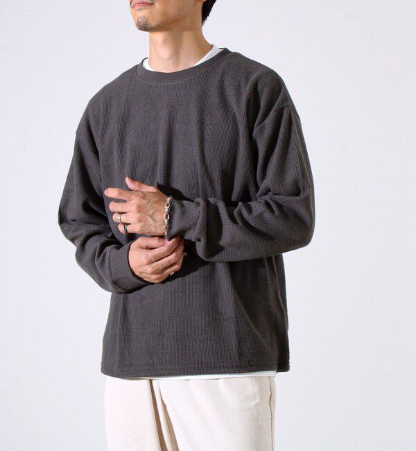GLOSTER「【レイヤードに最適】起毛ワッフル 裾ドロストロンT」|Tシャツ・カットソー|