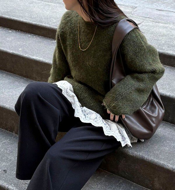 fredy emue「【3回目の追加販売！】レースドッキングロンTシャツ」|Tシャツ・カットソー|